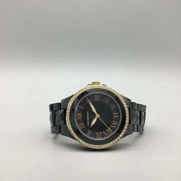 Isaac Mizrahi Live Womens Watch 36mm Black Dial Gold Tone New Battery 6.75" - Picture 5 of 14